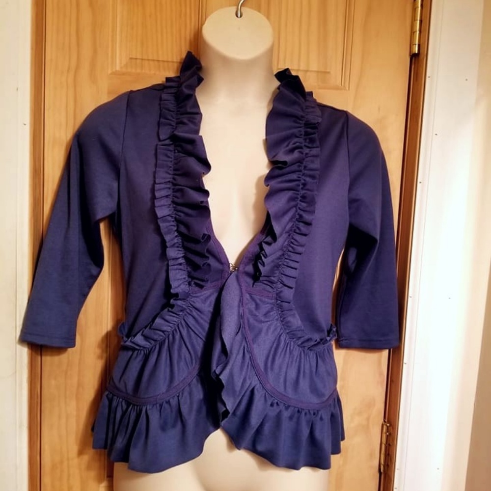 Indigo Blue Ruffled Blazer